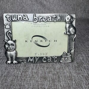 Pewter Cat Picture Frame Tuna Breath My Cat 3.5x5